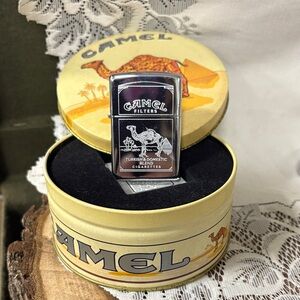 Vintage Zippo Camel Filters Turkish & Domestic Blend Chrome Lighter W/ Tin 1995